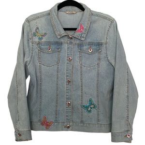 Veste en jeans avec broderies papillons 🦋